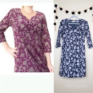 Boden Floral Corduroy Notch Neck Dress Lagenlook 6